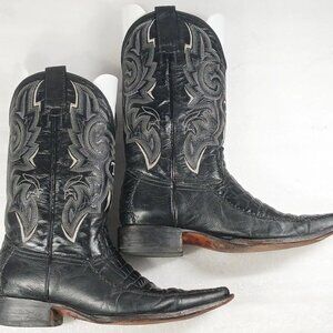 El Temascal Men’s Black Leather Western Boots Size 10 Mexico